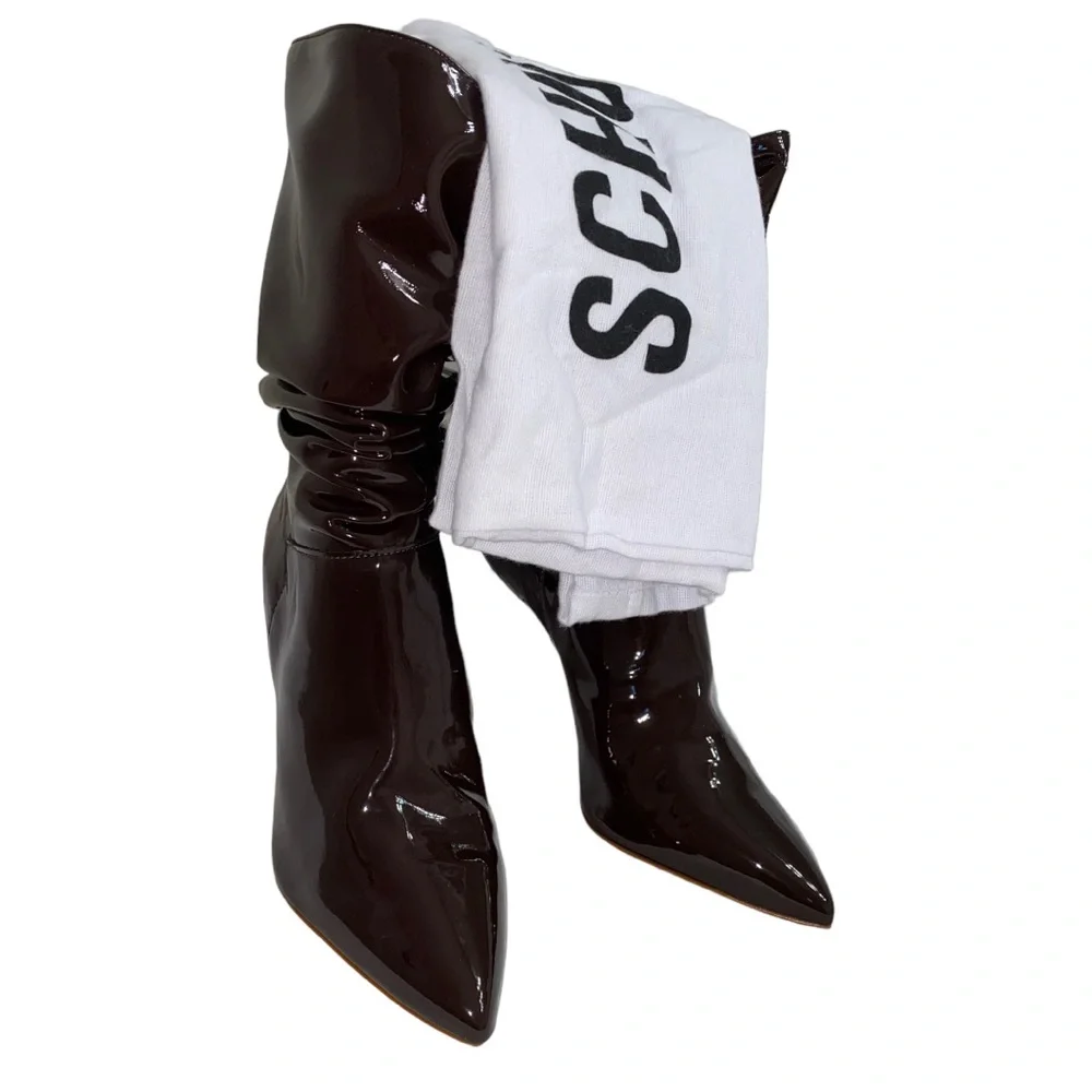 Schutz Ashlee High Stiletto Bootie Dark Chocolate - Size 8B NWT & Dust Bag - Picture 4 of 16